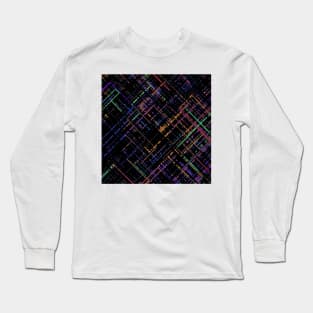 Criss-cross Pattern, Multi-colored Long Sleeve T-Shirt